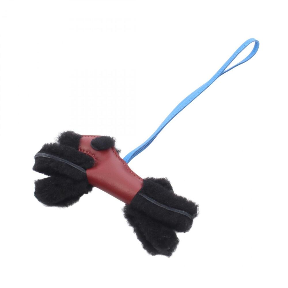 Hermes Buddy Charm Rouge H Blue Hydra Accessory Sheepskin Agneau Milo Women's...